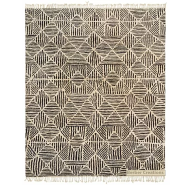 Handmade Moroccan Beni Wool Rug Black and White