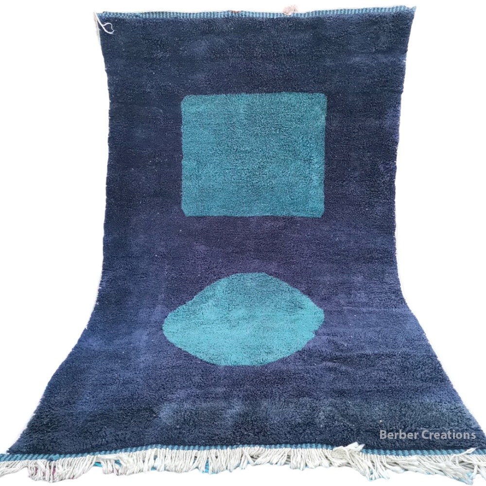 moroccan beni wool rug blue