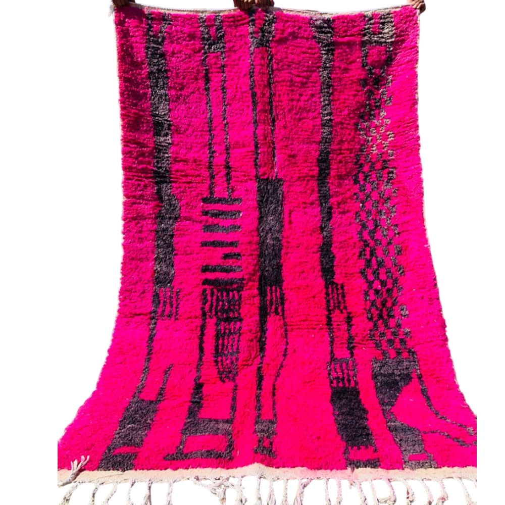 moroccan boujaad berber wool rug bright pink
