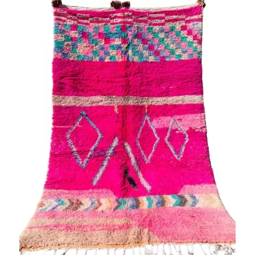 Vintage Moroccan Boujaad Pink Rug 5’x8′