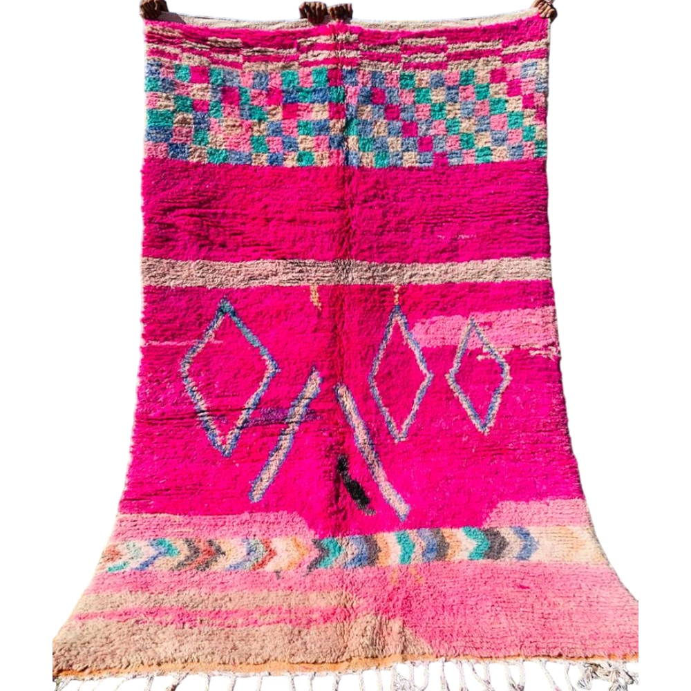 moroccan boujaad vintage berber wool rug bright pink