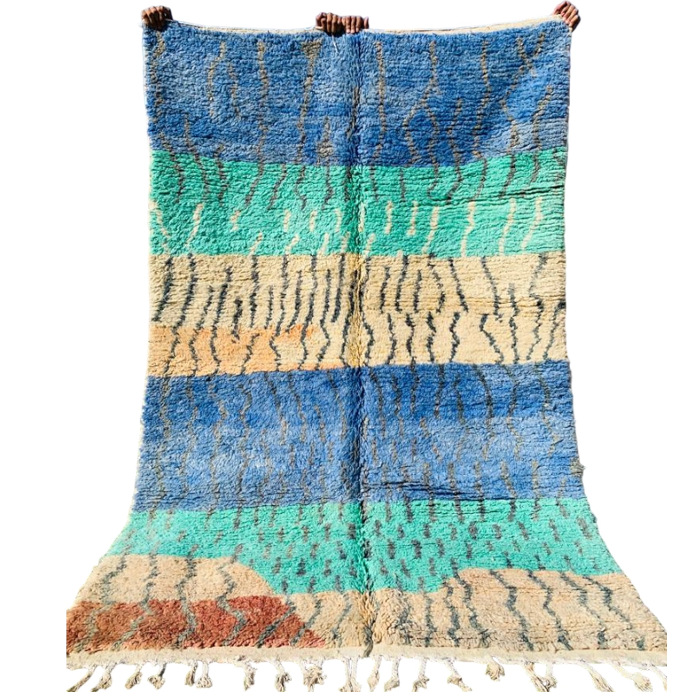 moroccan boujaad wool rug blue