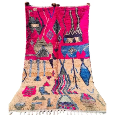 Vintage Moroccan Boujaad Rug Pink 5’x 8.6′