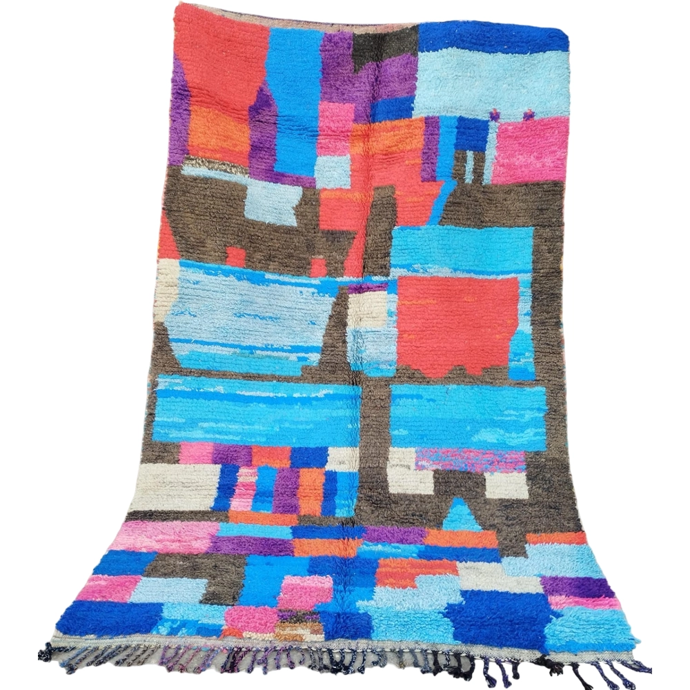moroccan colorful vintage berber rug red and blue