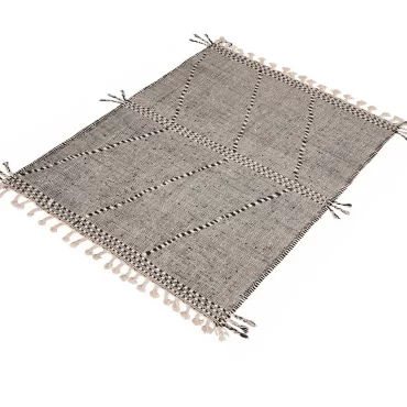 Flatweave Moroccan Kilim Rug Black and White  KR00030