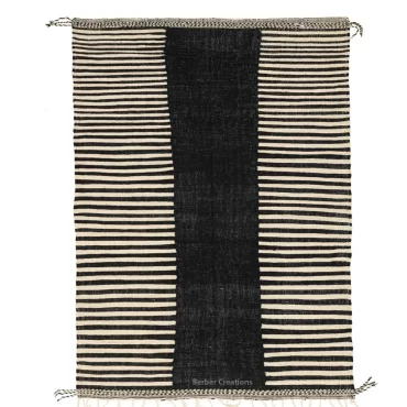 Flatweave Moroccan Kilim Rug Black and White  KR00031