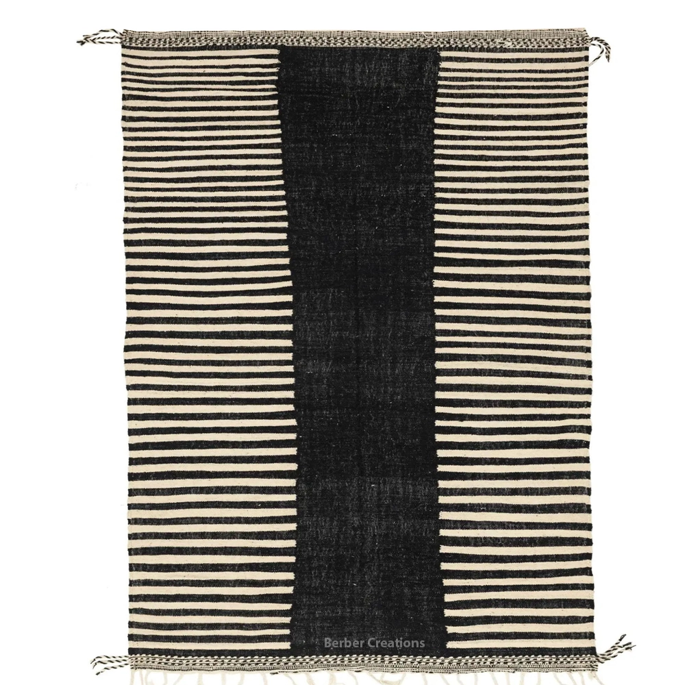 moroccan flatweave wool rug black and white