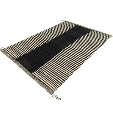 Flatweave Moroccan Kilim Rug Black and White  KR00031