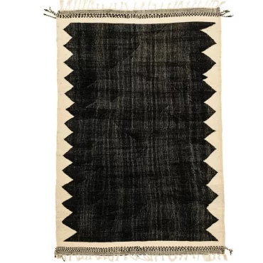 Flatweave Moroccan Kilim Rug Black and White  KR00033