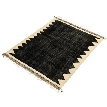 Flatweave Moroccan Kilim Rug Black and White  KR00033
