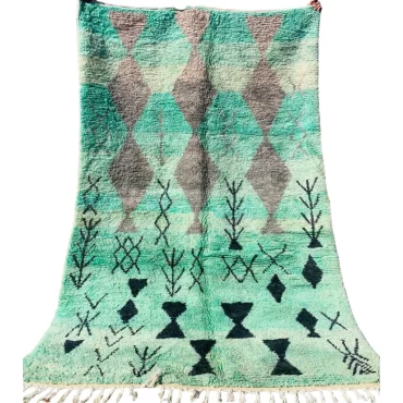 Vintage Moroccan Boujaad Rug Turquoise 5.4’x8.2′