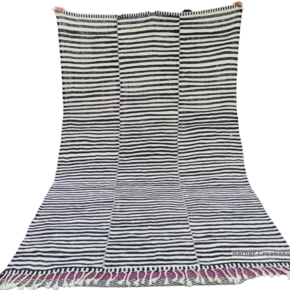 striped moroccan kilim wool rug flatweave