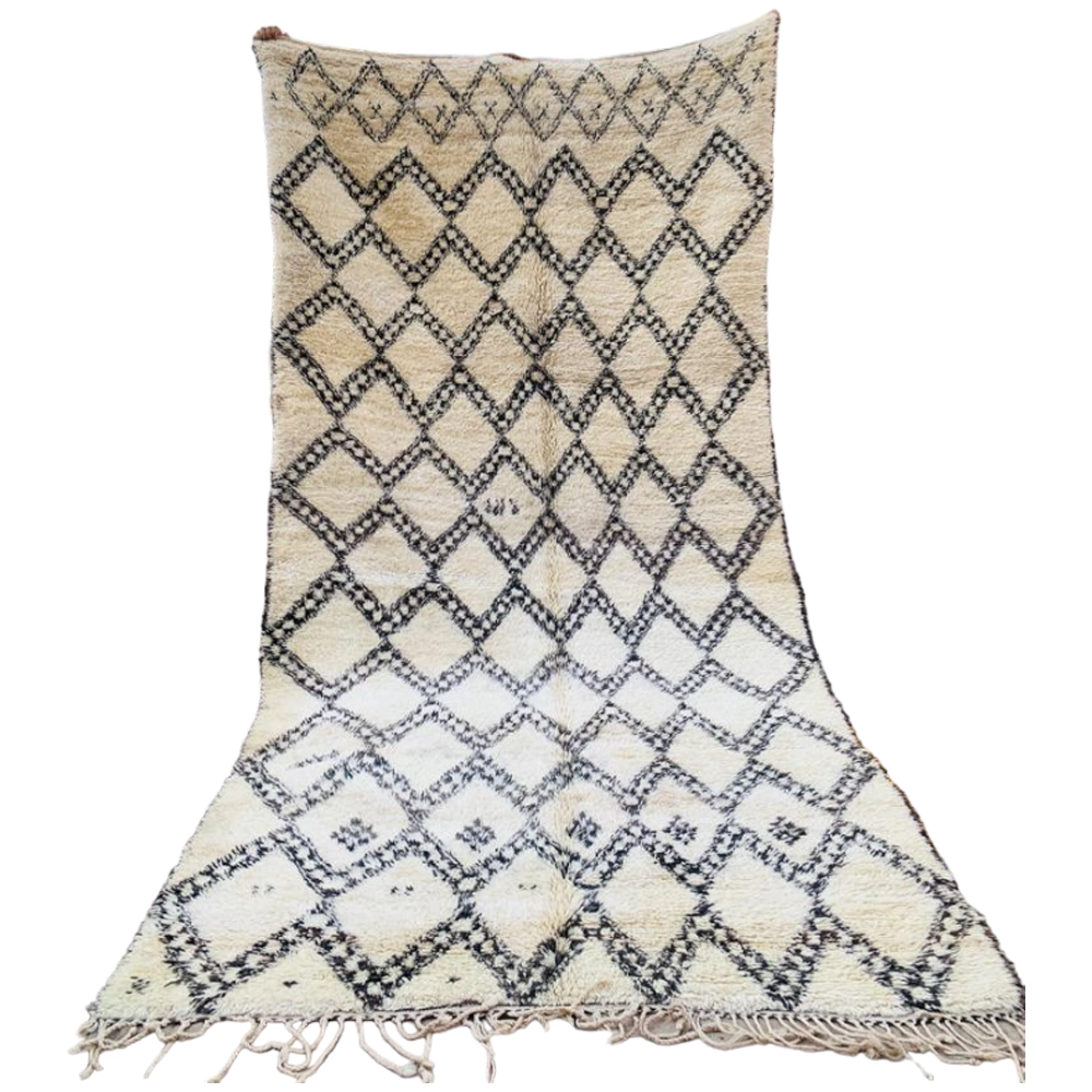 vintage handmade moroccan beni ourain berber rug black and white