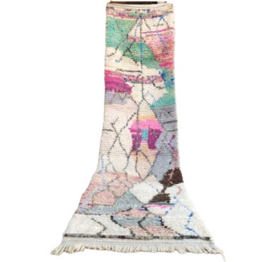 Vintage Moroccan Runner Berber Boujaad Rug 2.4’x10′