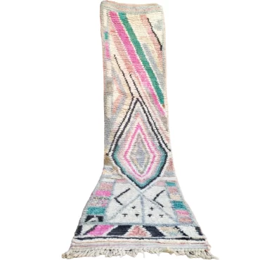 Vintage Moroccan Runner Berber Boujaad Rug 2.2’x10′