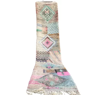 Vintage Moroccan Runner Berber Boujaad Rug 2’x9.8′