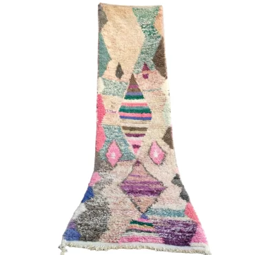 Vintage Moroccan Runner Berber Boujaad Rug 2.4’x9.5′