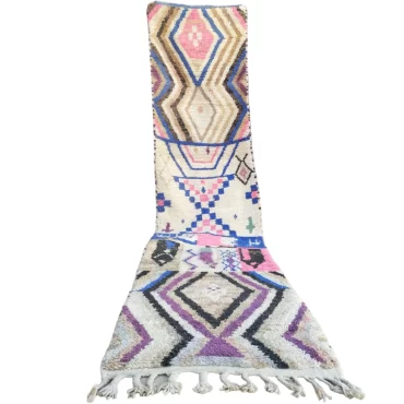 Vintage Moroccan Runner Berber Boujaad Rug 2.4’x11′