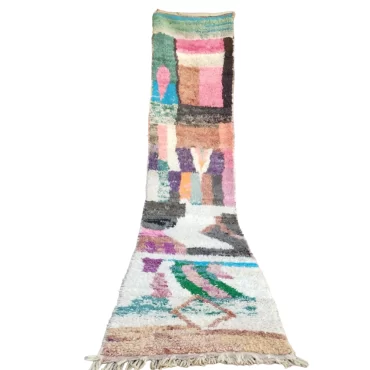 Vintage Moroccan Runner Berber Boujaad Rug 2.4’x11.8′