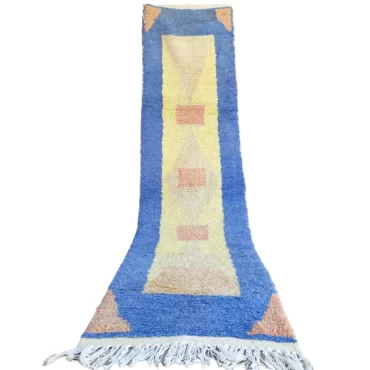 Vintage Moroccan Runner Berber Boujaad Rug 2’x9.6′