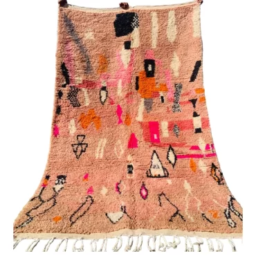 Vintage Moroccan Boujaad Rug Pink 5.4’x8.6′