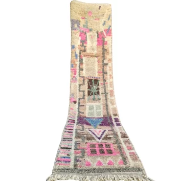 Vintage Moroccan Runner Berber Boujaad Rug 2’x9.8′