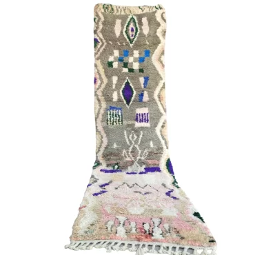 Vintage Moroccan Runner Berber Boujaad Rug 2.3′ x9.6′