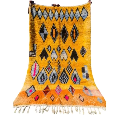 Vintage Moroccan Boujaad Rug Orange 5’x8.5′