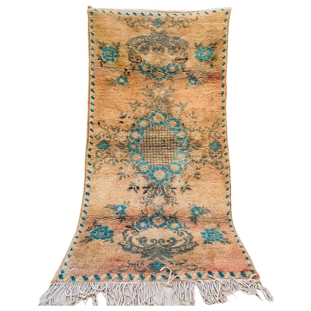 vintage peach moroccan berber wool rug