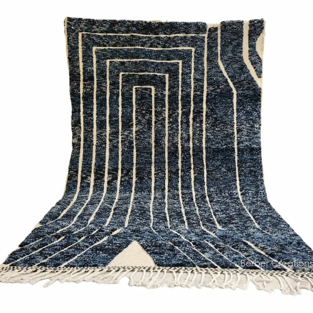 shag moroccan beni ourain wool rug blue