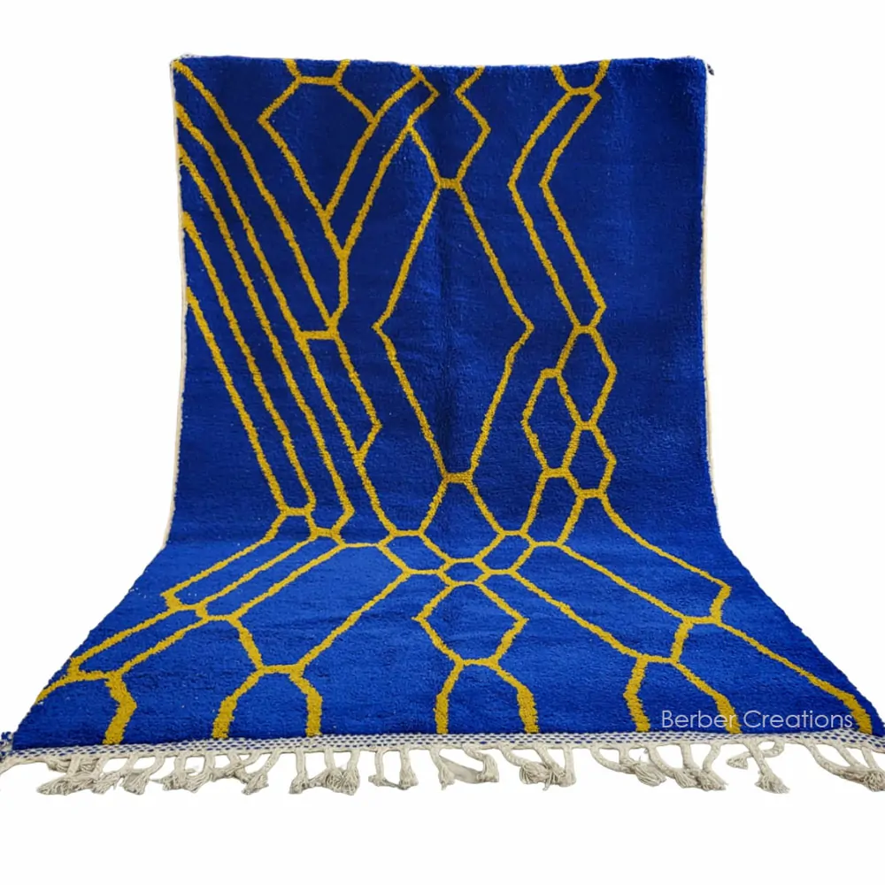 shag moroccan beni ourain wool rug blue