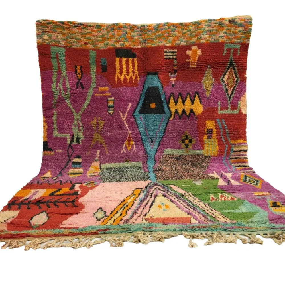 Vintage moroccan boujaad berber wool rug abstract pattern HR0082