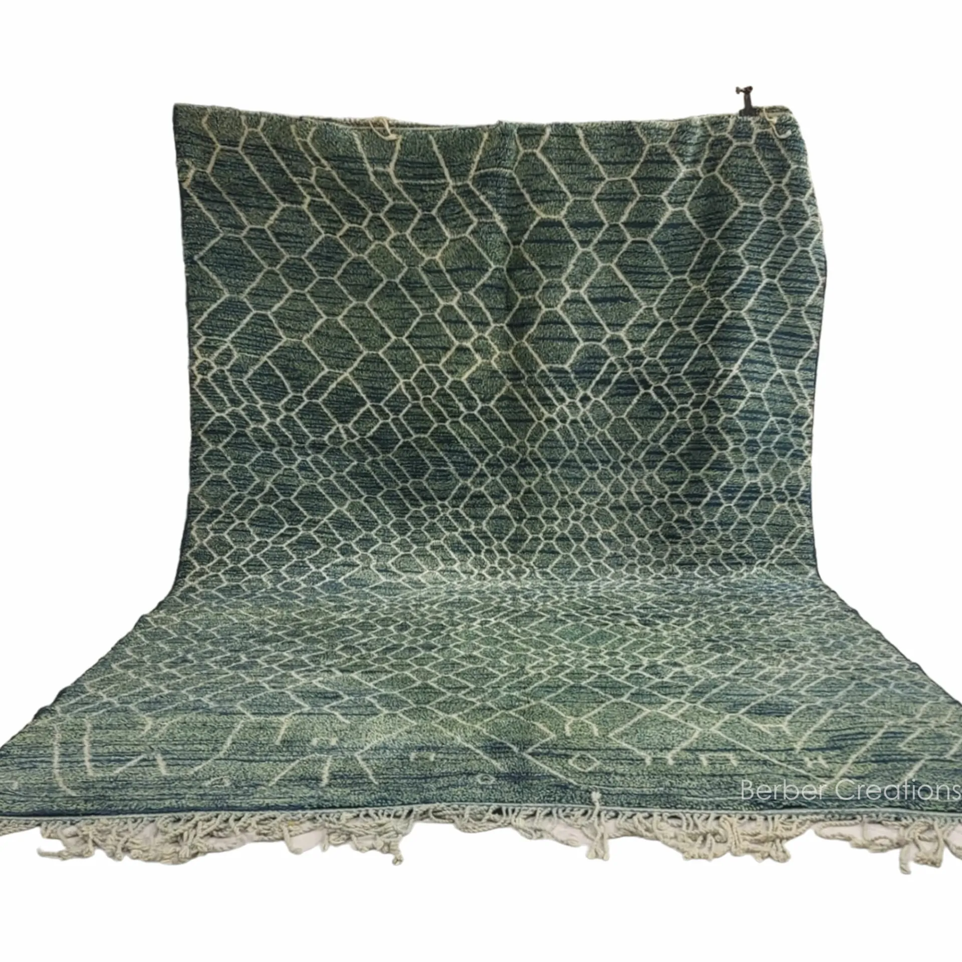 contemporary green moroccan berber wool rug