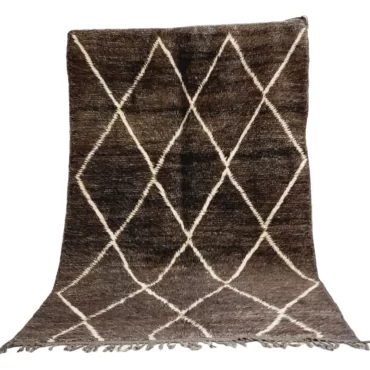 Shag Moroccan Beni Ourain Berber Rug Dark Brown 6’x8′