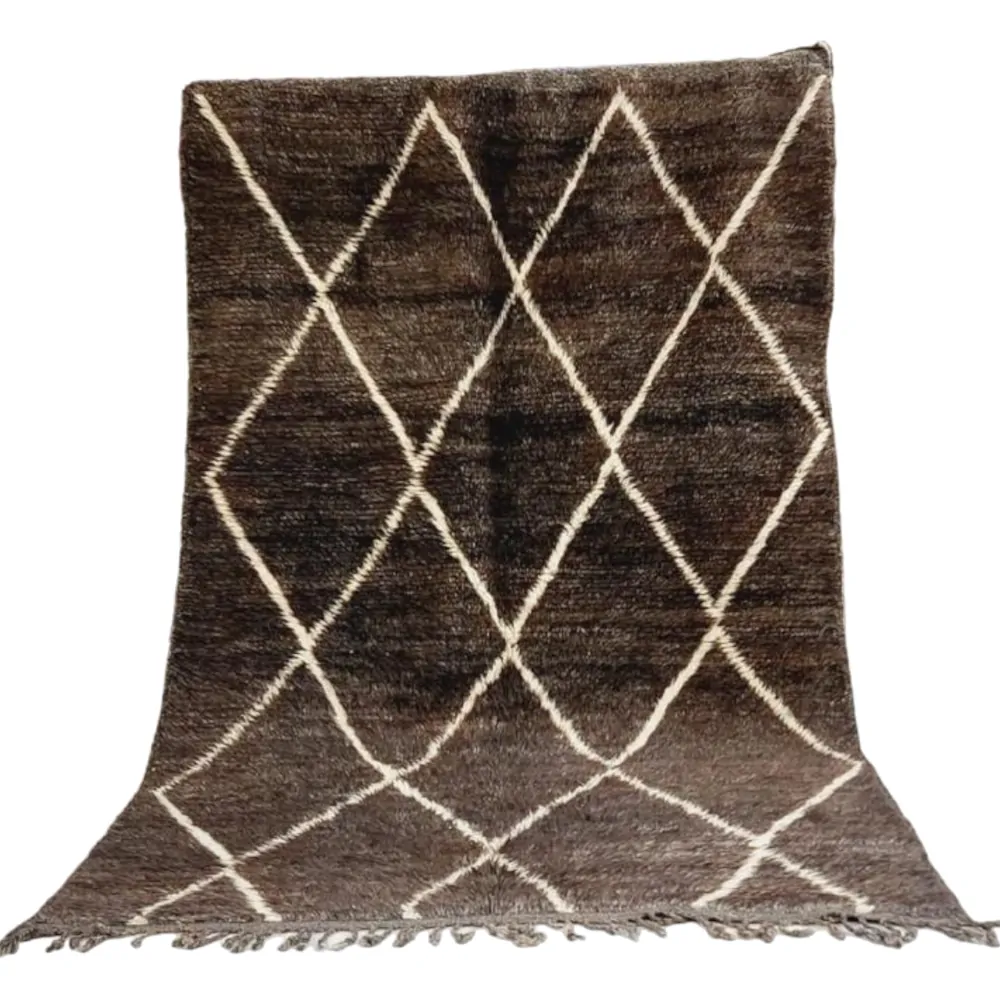 dark brown natural moroccan beni ourain wool rug