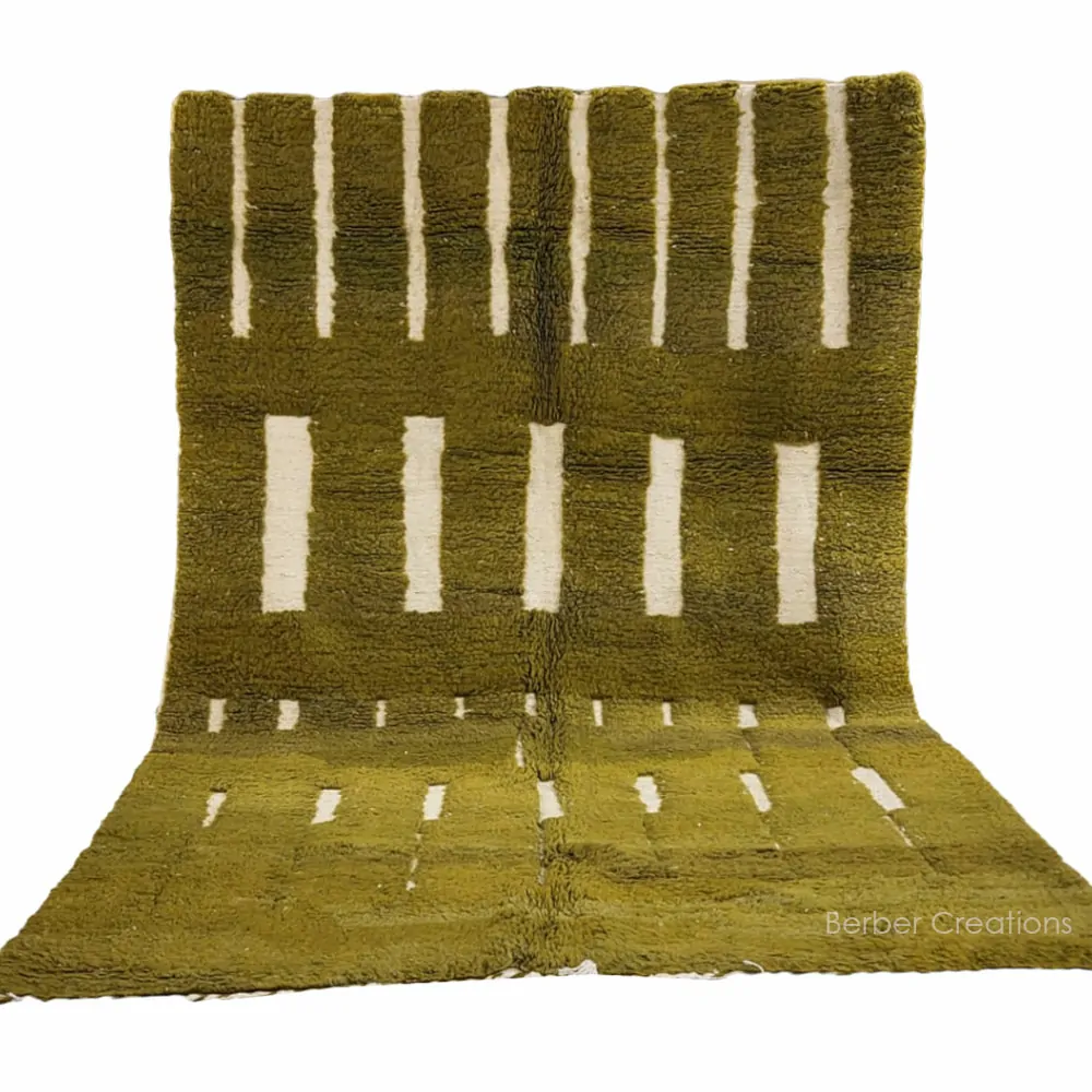 handmade beni wool rug green modern design