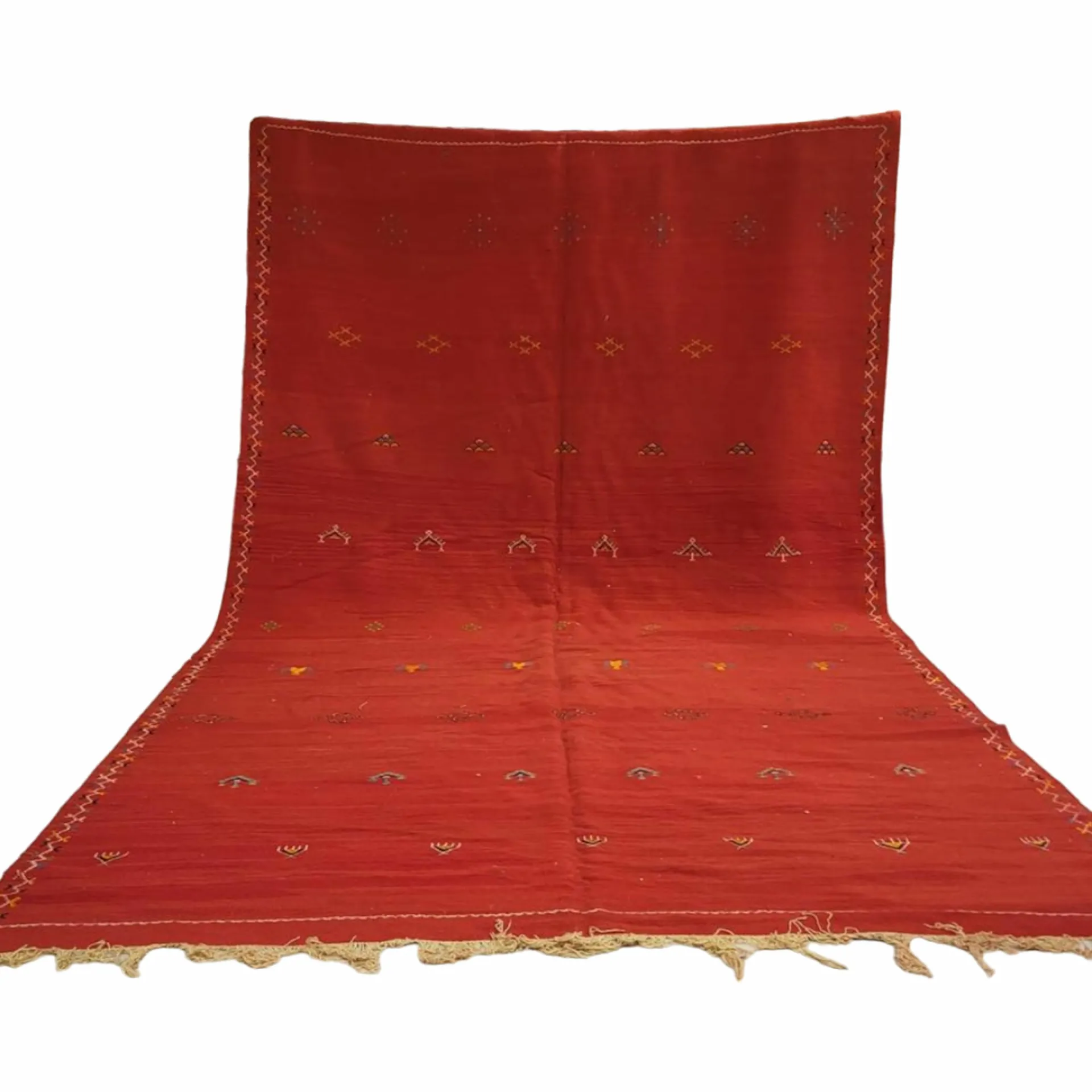 handmade flatweave wool rug red taznakht style