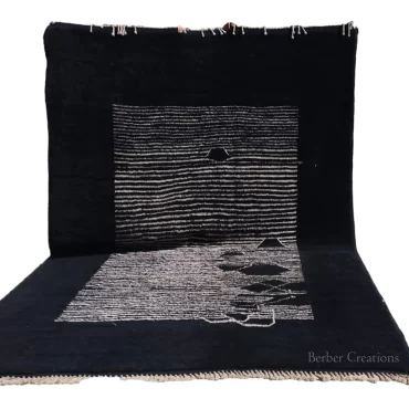 Handwoven Minimalist Beni Wool Rug Black