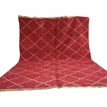 Shag Moroccan Beni Ourain Berber Rug Red 9’x13′