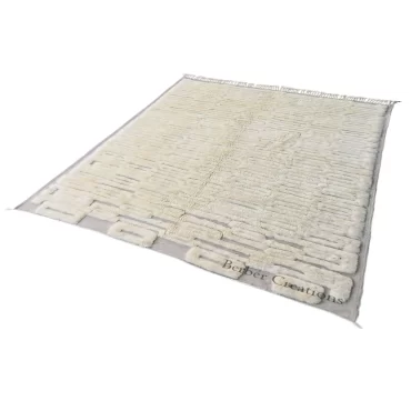 Handwoven Natural Textured Berber Beni Wool Rug