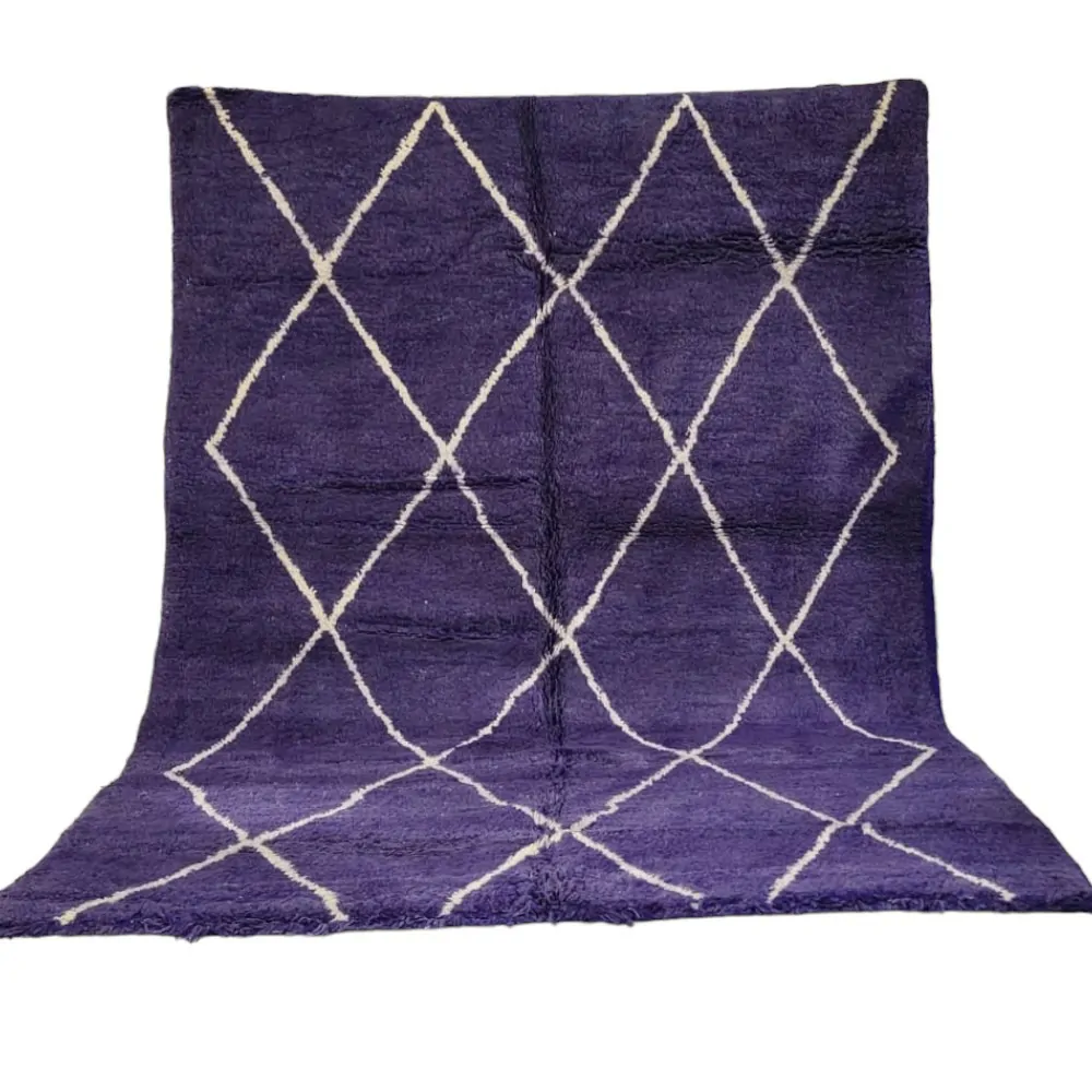 shag handmade moroccan beni ourain wool rug purple blue