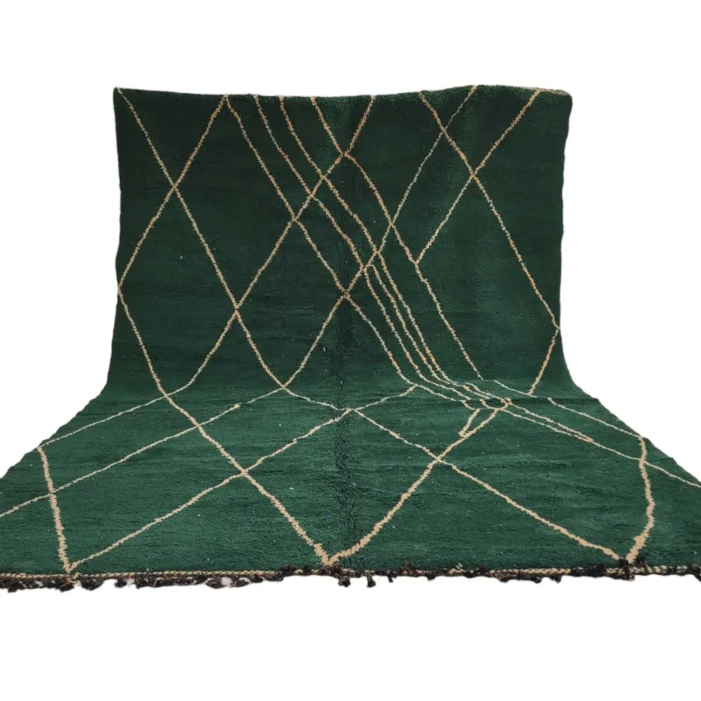 shag moroccan beni ourain wool rug Emerald green