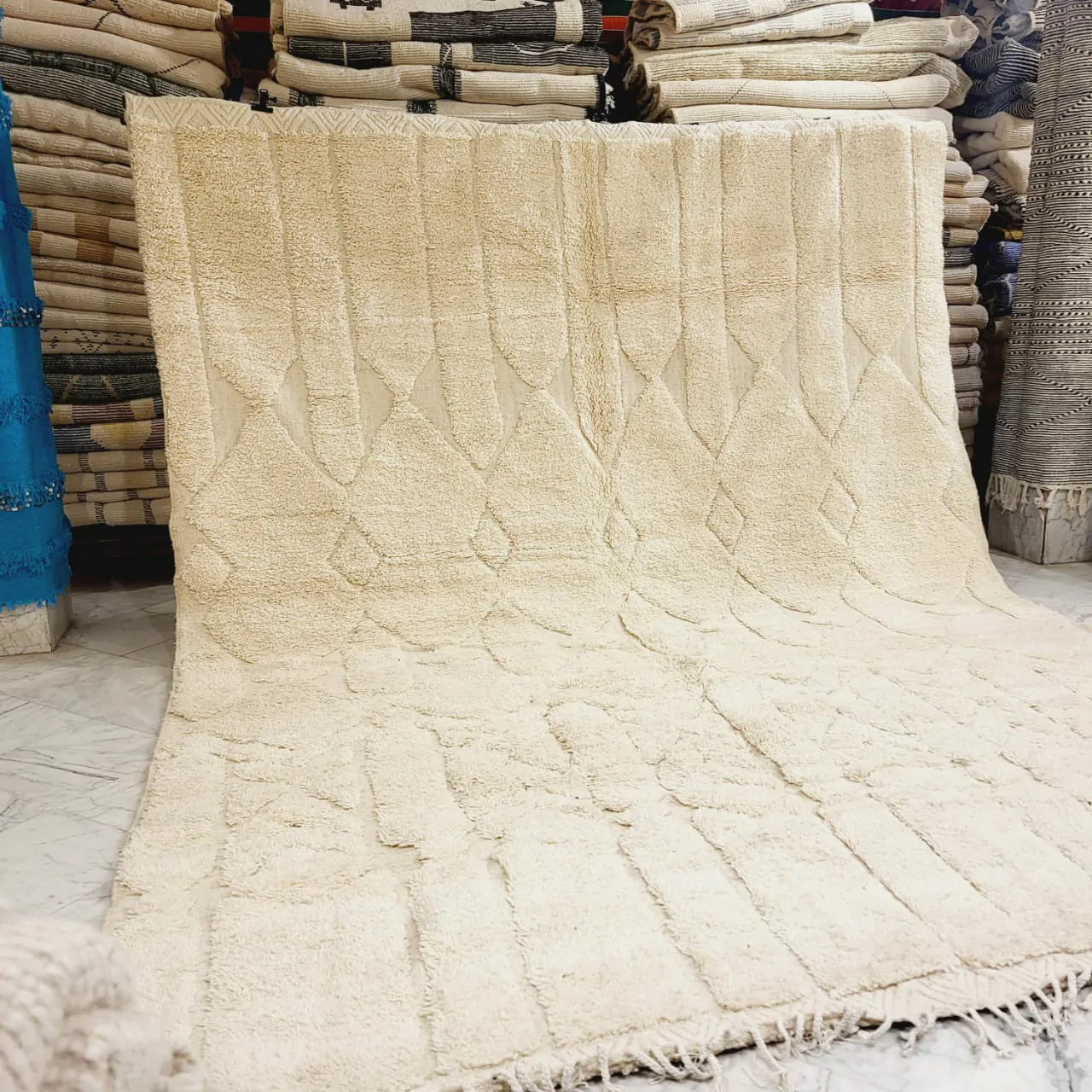 shag moroccan beni ourain wool rug - berber creations details 1