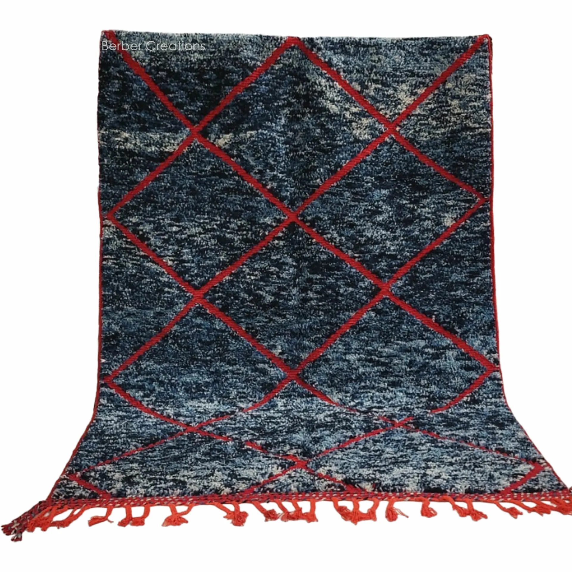 shag moroccan beni ourain wool rug blue and red