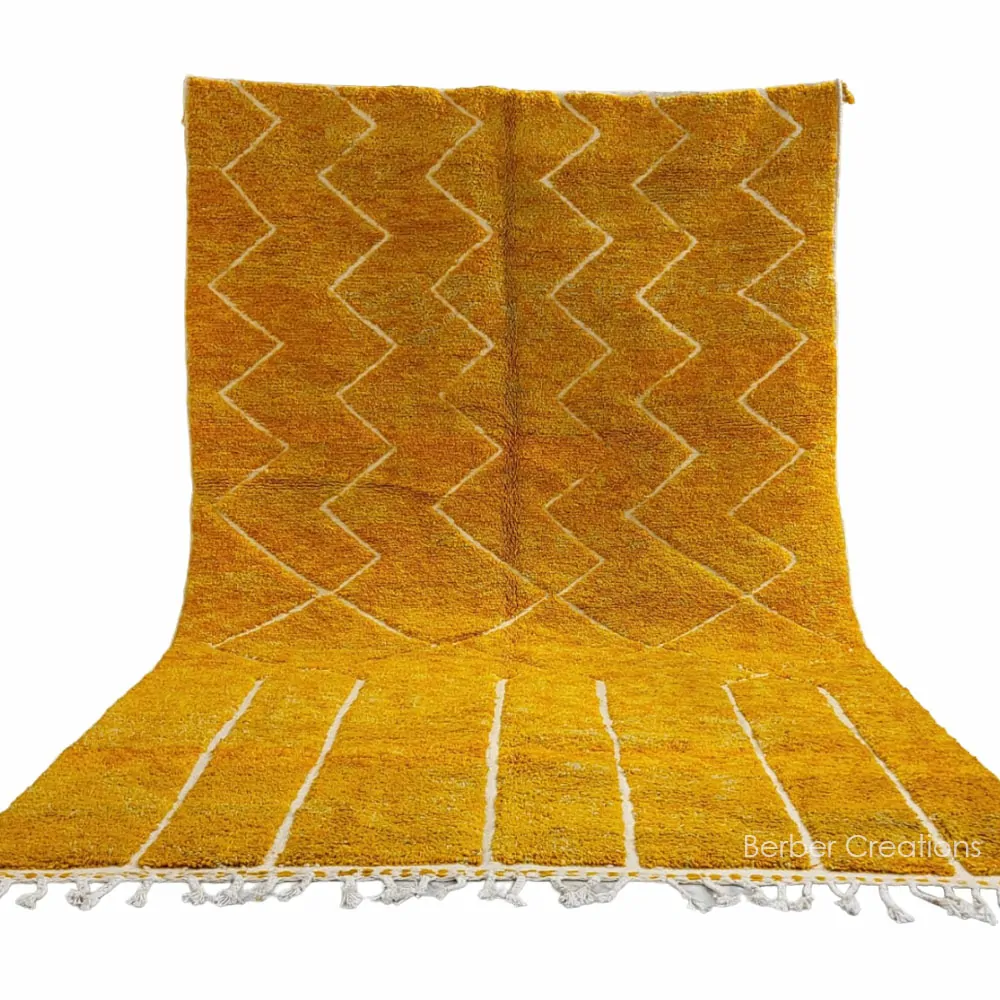 shag moroccan beni ourain wool rug mustard yellow