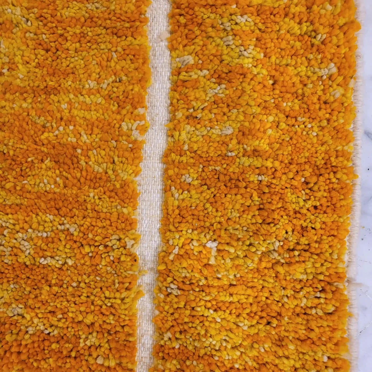 Shag Moroccan Beni Ourain Wool Rug Yellow 7'x11' - Image 5