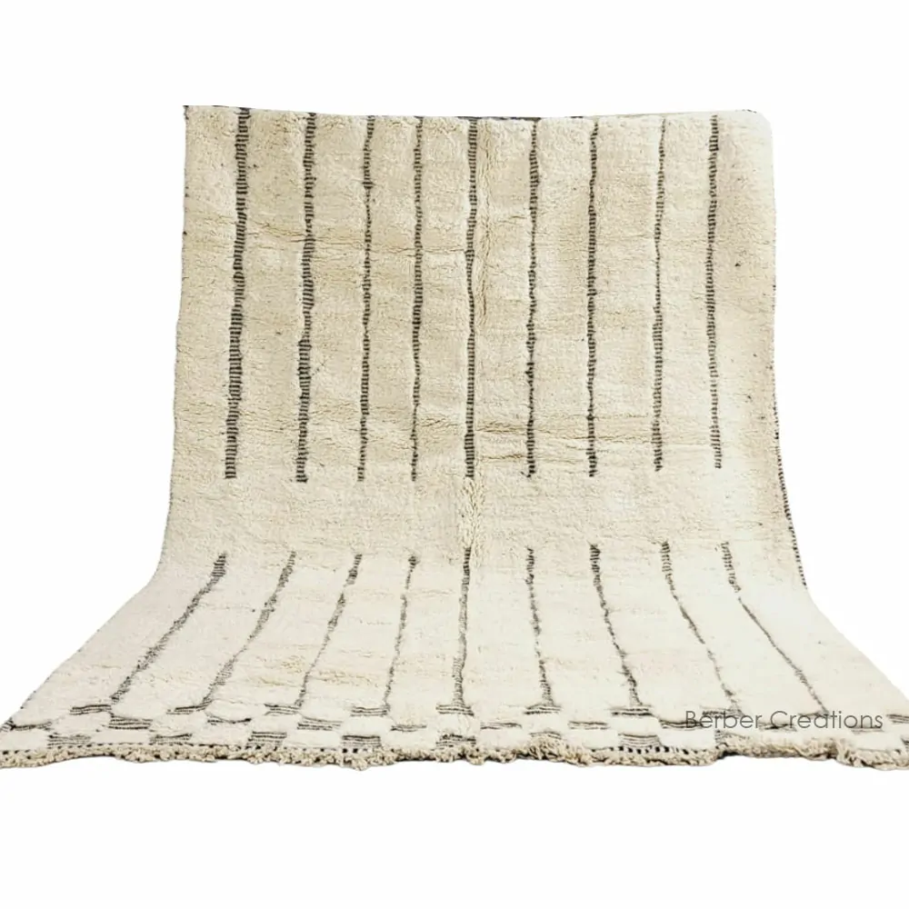 shag moroccan beni ourain wool rug white 8x11