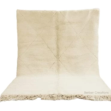 Shag Moroccan Beni Ourain Berber Rug Off White 7’x10′