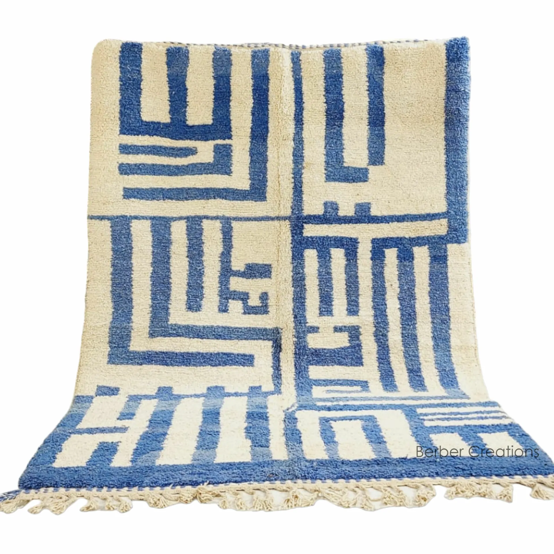 shag moroccan berber wool rug blue