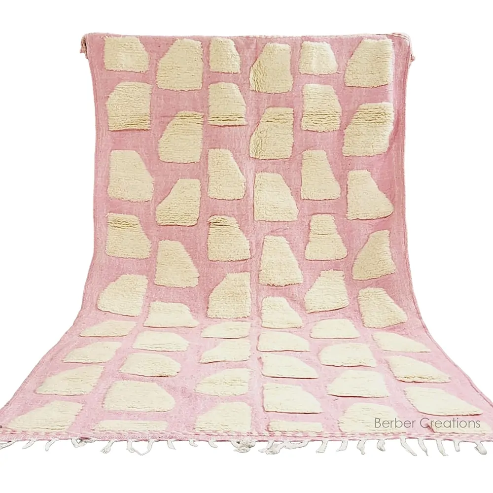 shag moroccan berber wool rug pink